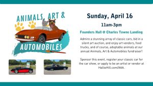 Animals, Art & Automobiles presented by Hallie Hill Animal Sanctuary @ Founders Hall at Charles Towne Landing |  |  | 